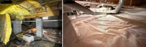 Crawl space mold before and after remediation in North Georgia